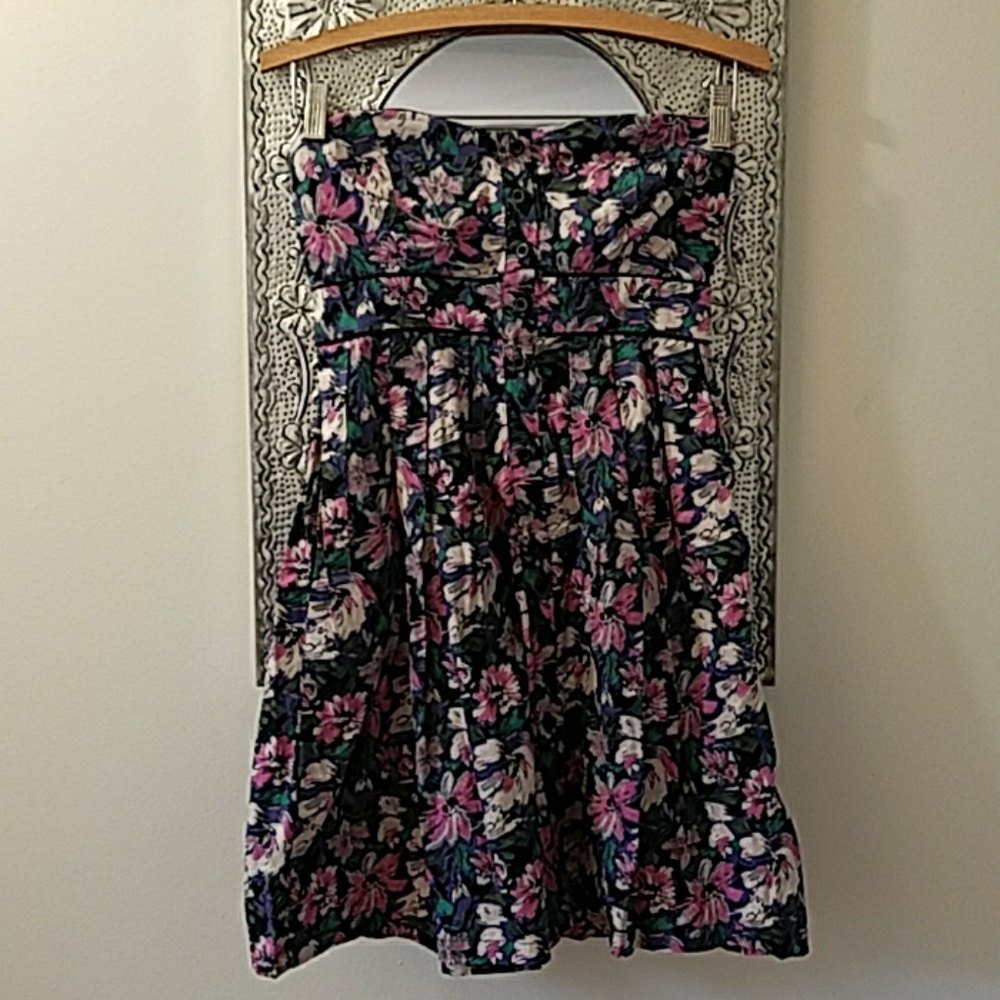 Sweetheart Strapless Floral Mini-Dress sz S